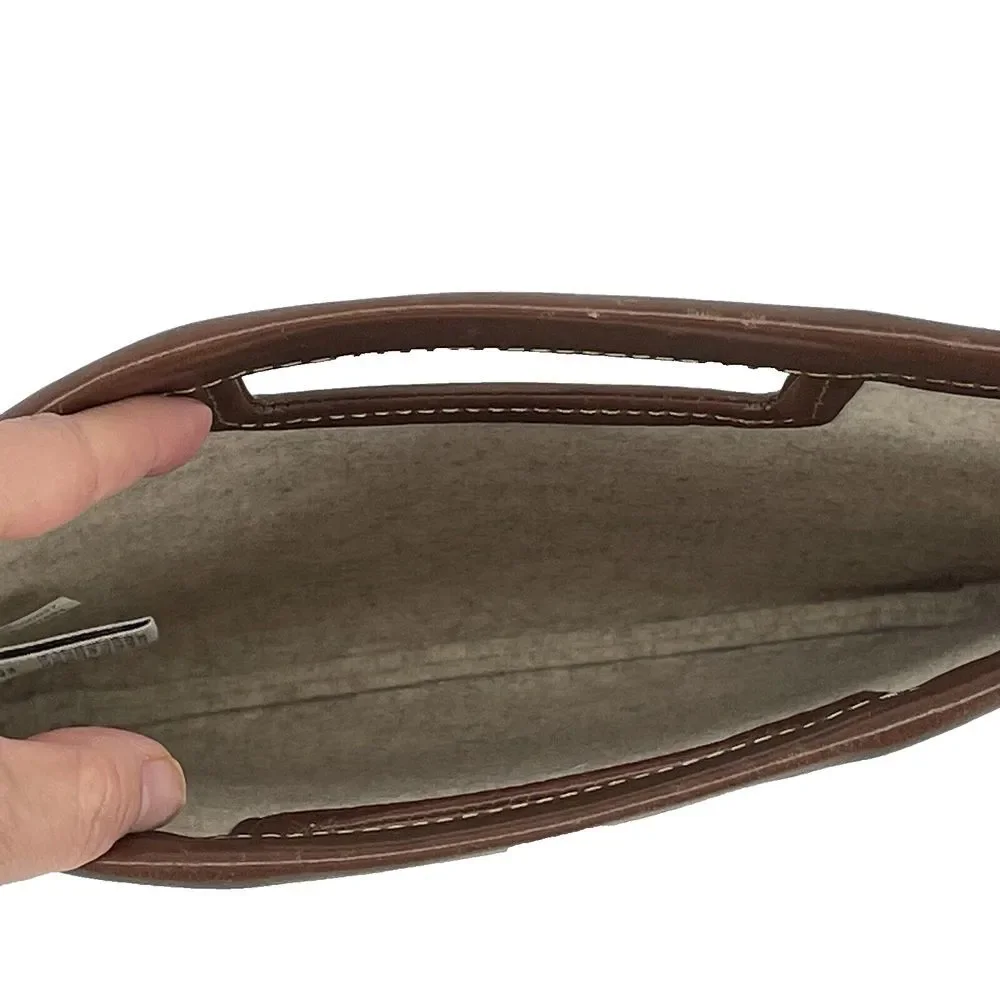 Banana Republic Y2K Vintage Bag Felt Wool Leather Beige 70s Vibe‎ Clutch Purse